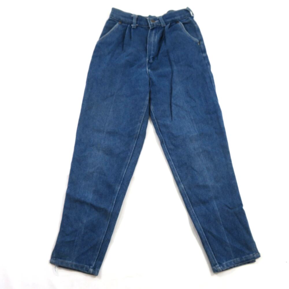 Tour De France Womens Jeans Pin Striped Blue Zip Fly Meas 25x27 1980s